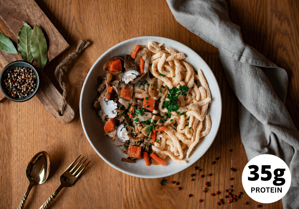 Spätzle met rundvleesreepjes